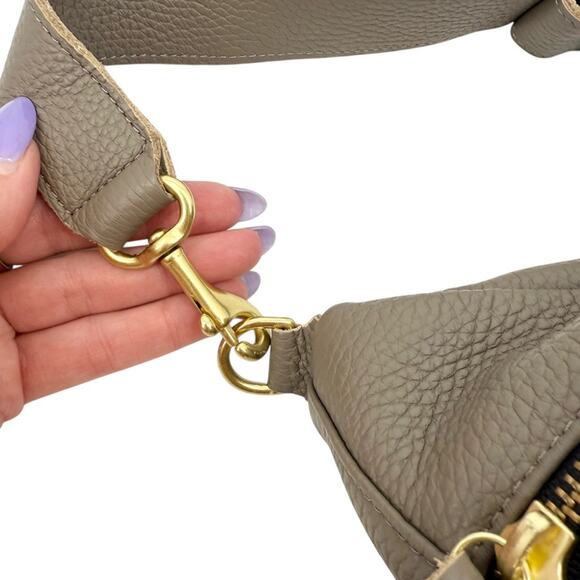 OLIVEVE Willa Waist Bag Convertible Crossbody Italian Buffalo Leather Gray Tan - Picture 7 of 11